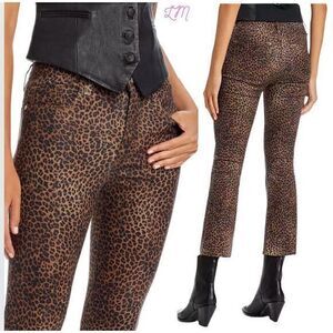 NWT Frame Le Crop Mini‎ Coated Bootcut Jeans Leopard Size 27